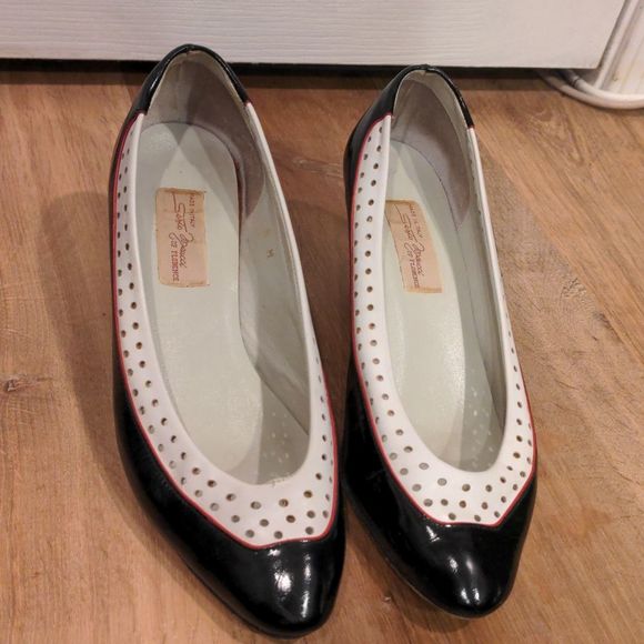 Made in Italy vintage Sesto Meucci leather black red white kitten heels - Picture 3 of 6